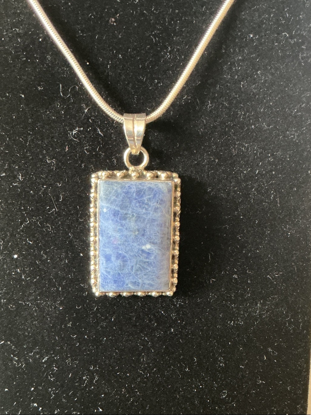 Blue Rectangular Stone Pendant Necklace - Unbranded